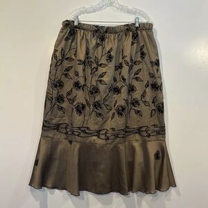 Zadie B's Embroidered Gold Sparkle Metallic Fluted Skirt Womens Size 4X (1706)